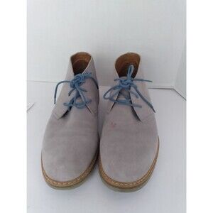 Casual Suede Desert Chukka Boots with Blue‎ Laces Light Gray Ankle Boots